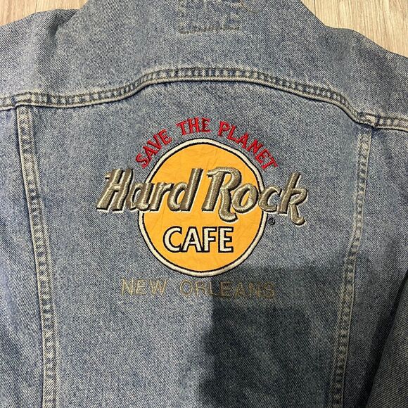 Vintage 90s Hard Rock Cafe New Orleans Lee Jean Jacket Denim Blue Size Medium - Picture 3 of 8